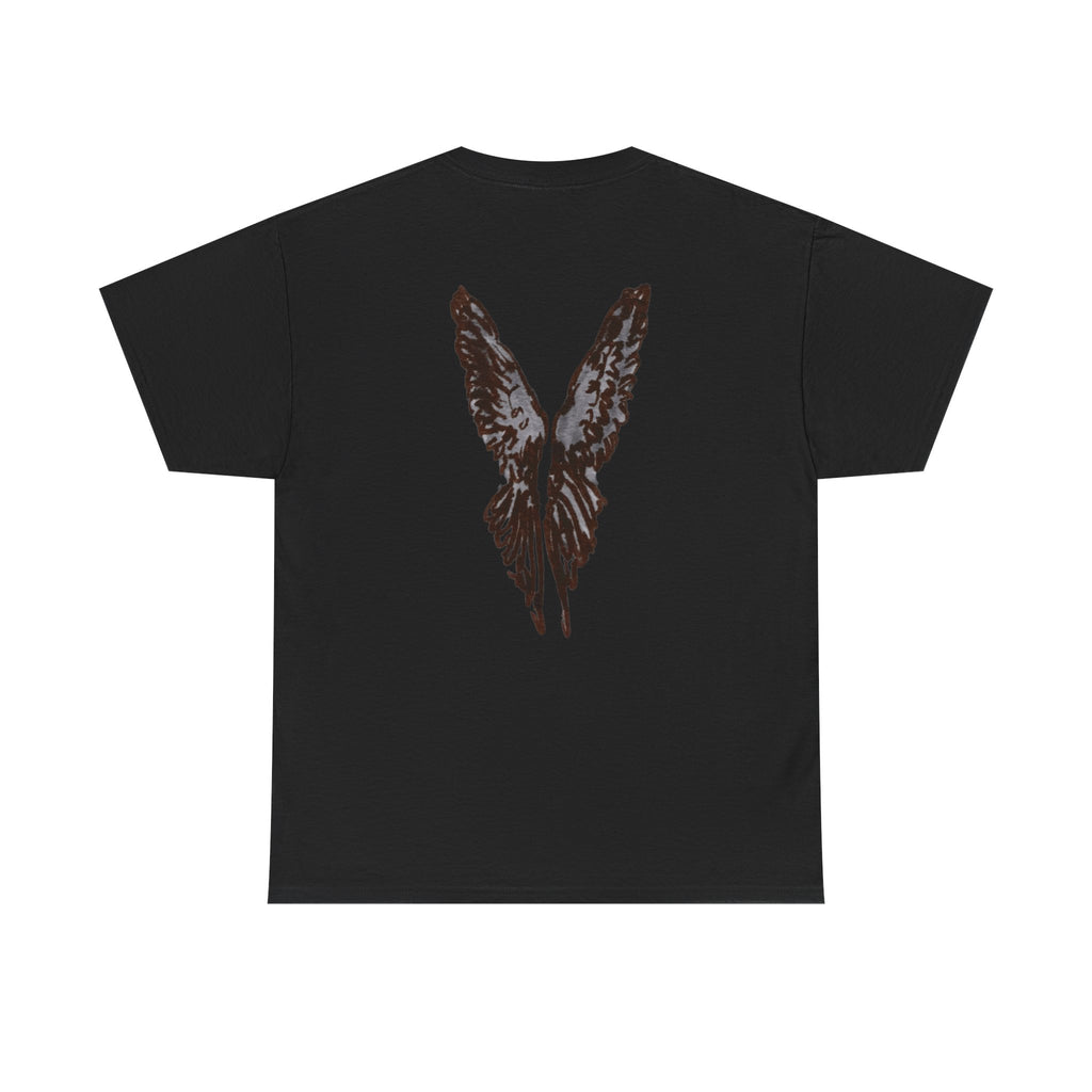 T-Shirt — “blunt & a beer” Script Tee with Angel Wings Back Print