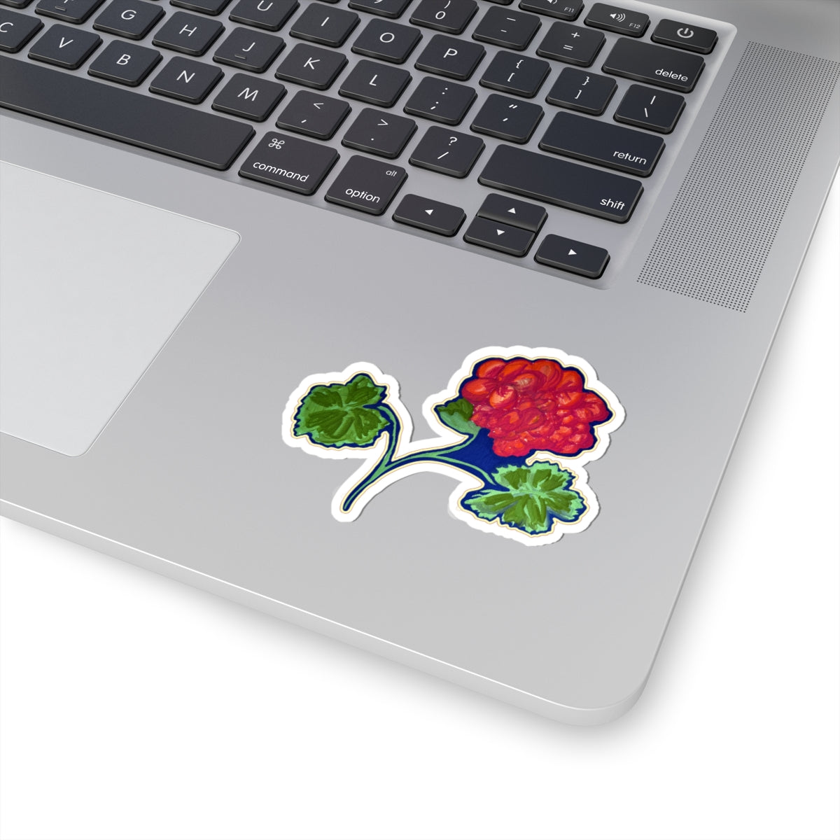 Red Geranium Kiss-Cut Sticker — Floral Laptop & Water Bottle Decal Sticker Gift Journaling Stickers for your Planner, hand drawn