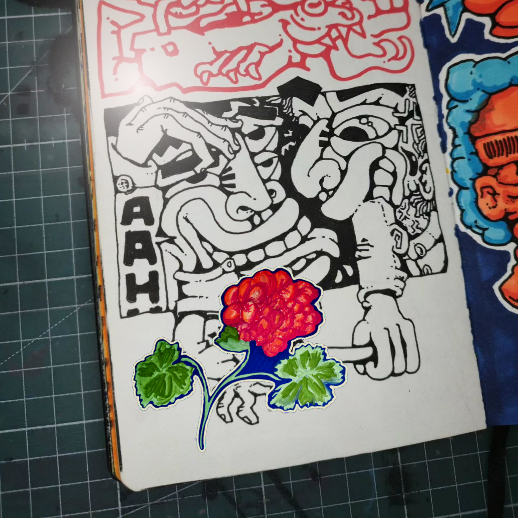 Red Geranium Kiss-Cut Sticker — Floral Laptop & Water Bottle Decal Sticker Gift Journaling Stickers for your Planner, hand drawn