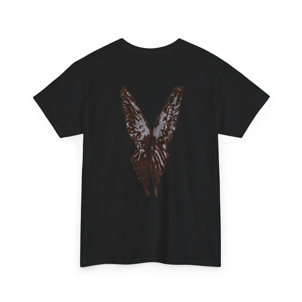 T-Shirt — “blunt & a beer” Script Tee with Angel Wings Back Print