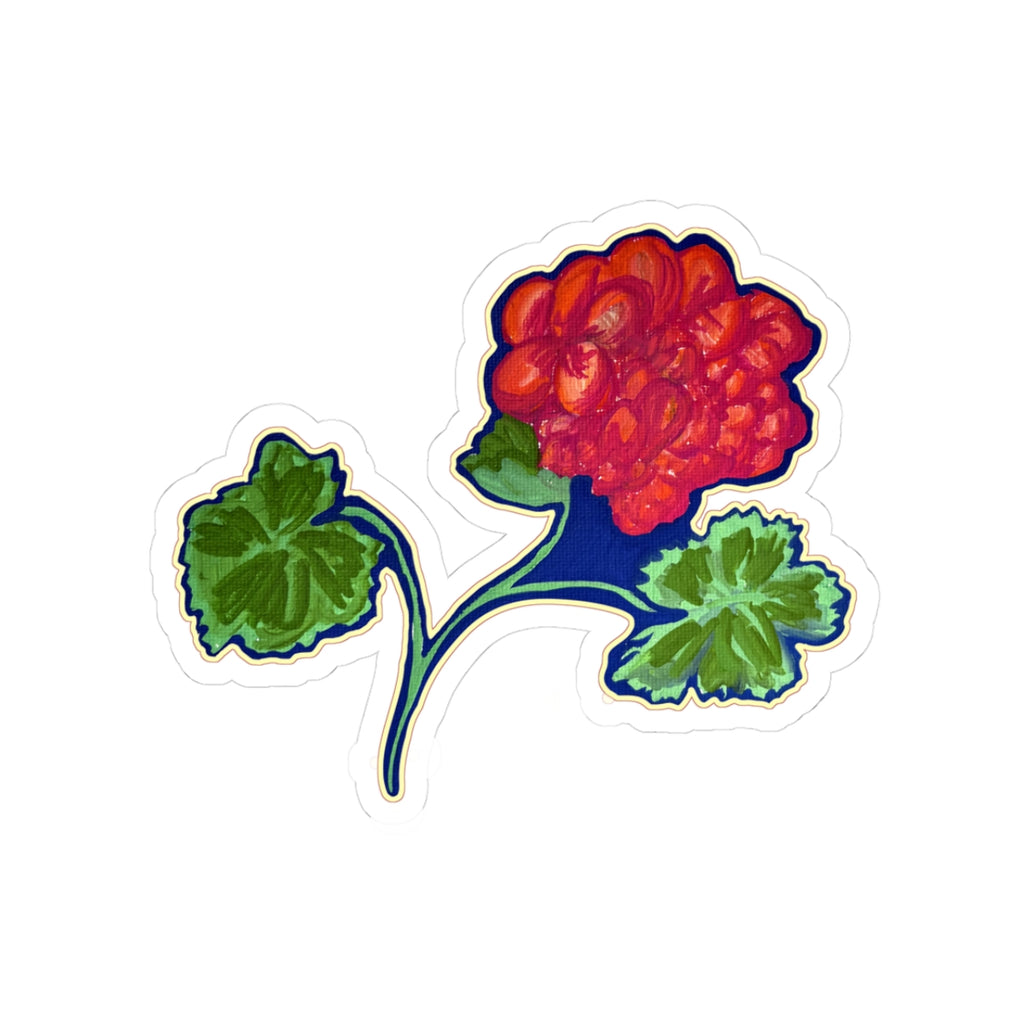 Red Geranium Kiss-Cut Sticker — Floral Laptop & Water Bottle Decal Sticker Gift Journaling Stickers for your Planner, hand drawn