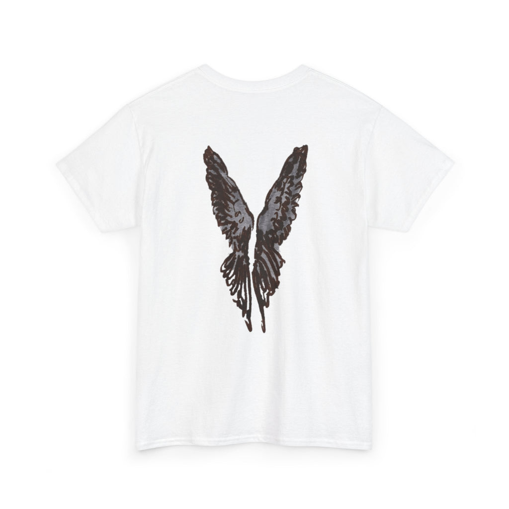 T-Shirt — “blunt & a beer” Script Tee with Angel Wings Back Print