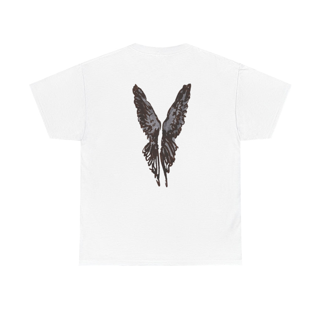T-Shirt — “blunt & a beer” Script Tee with Angel Wings Back Print